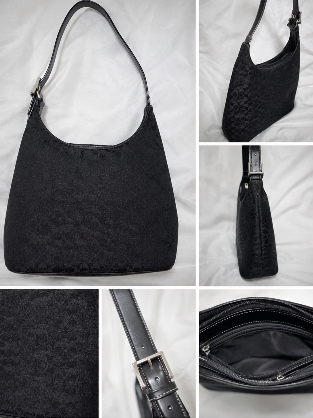 Coach Black Jacquard Logo Shoulder Bag
